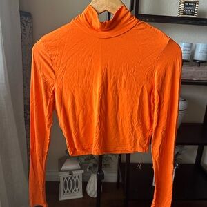 Orange Turtleneck Women's Top